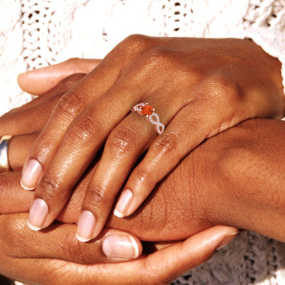 1.42 cttw Zirconia Simulated Red Diamond Solitaire with Zirconia Simulated Diamond Accents Engagement Ring - Solid Gold (VVS1, Round Cut,6.5mm)