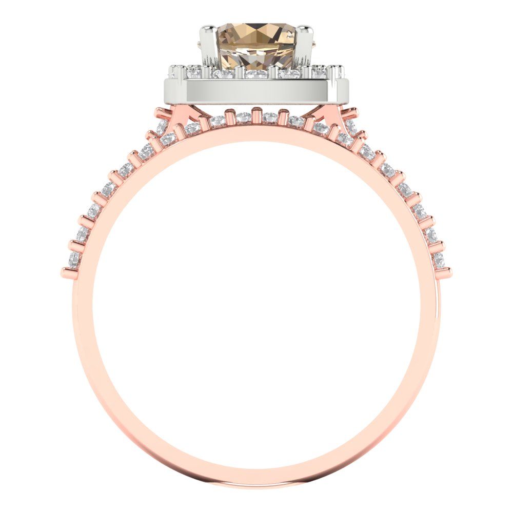 1.495 cttw Round Cut Yellow Moissanite Bridal Set - Solid Rose/White Gold Engagement Ring & Wedding Band