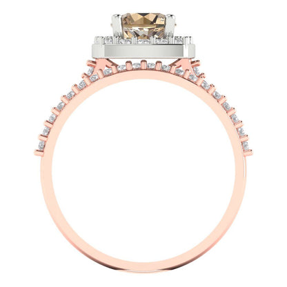 1.495 cttw Round Cut Yellow Moissanite Bridal Set - Solid Rose/White Gold Engagement Ring & Wedding Band