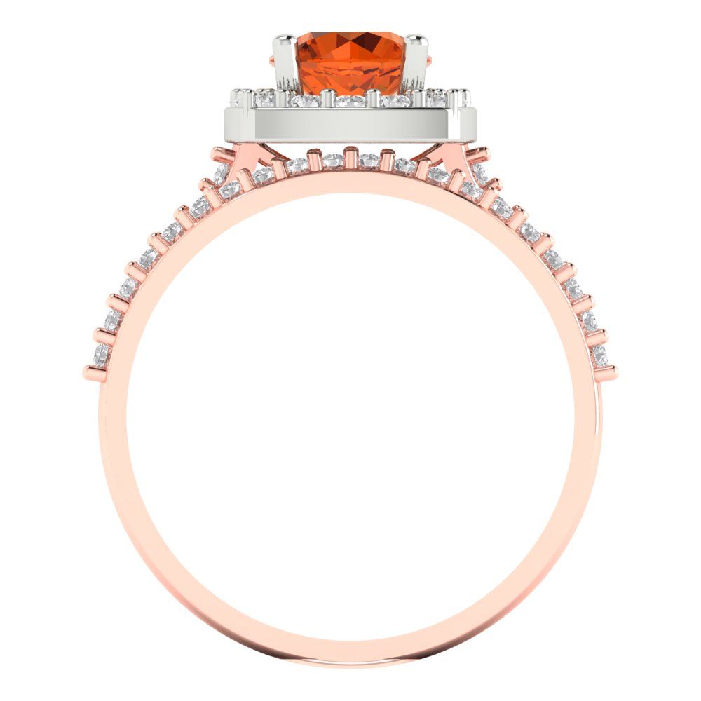 1.495 cttw Round Cut Simulated Pink Tourmaline Bridal Set - Solid Rose/White Gold Engagement Ring & Wedding Band