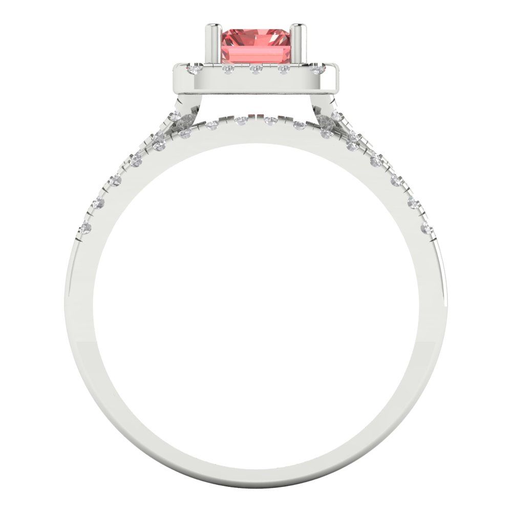 1.72 cttw Emerald Cut Natural Garnet Bridal Set - Solid White Gold Engagement Ring & Wedding Band