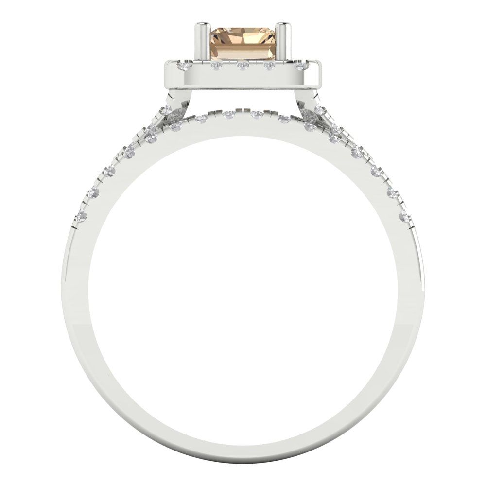 1.72 cttw Emerald Cut Yellow Moissanite Bridal Set - Solid White Gold Engagement Ring & Wedding Band