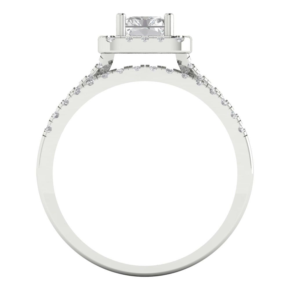 1.72 cttw Emerald Cut Moissanite Bridal Set - Solid White Gold Engagement Ring & Wedding Band