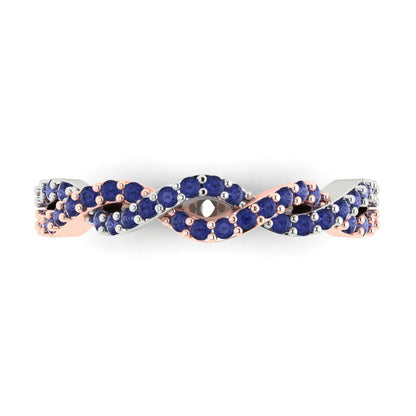 0.495 cttw Simulated Tanzanite Round Cut Rose/White Gold Eternity Wedding Band