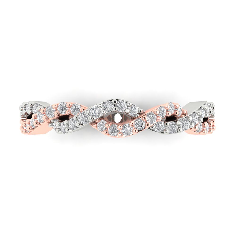 0.495 cttw Moissanite Round Cut Rose/White Gold Eternity Wedding Band