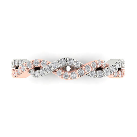 0.495 cttw White Sapphire Round Cut Rose/White Gold Eternity Wedding Band