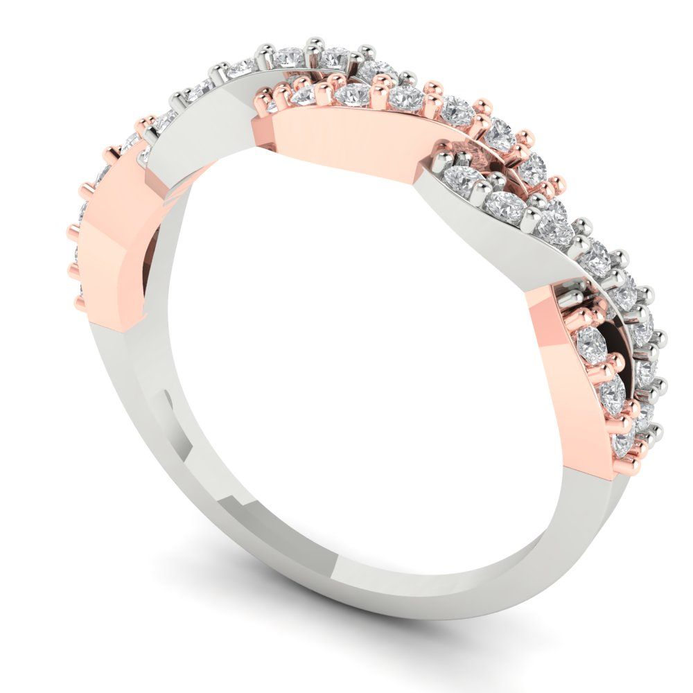 0.495 cttw Moissanite Round Cut Rose/White Gold Eternity Wedding Band