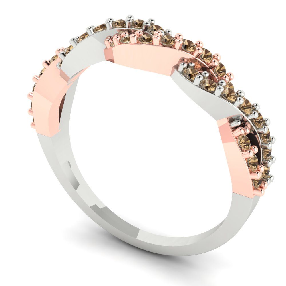 0.495 cttw Simulated Champagne Diamond Round Cut Rose/White Gold Eternity Wedding Band