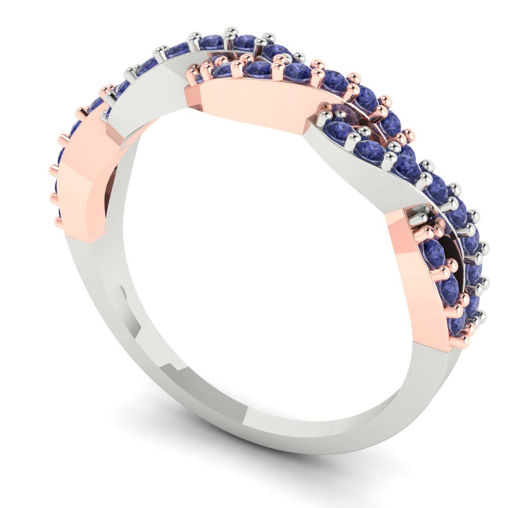 0.495 cttw Simulated Tanzanite Round Cut Rose/White Gold Eternity Wedding Band