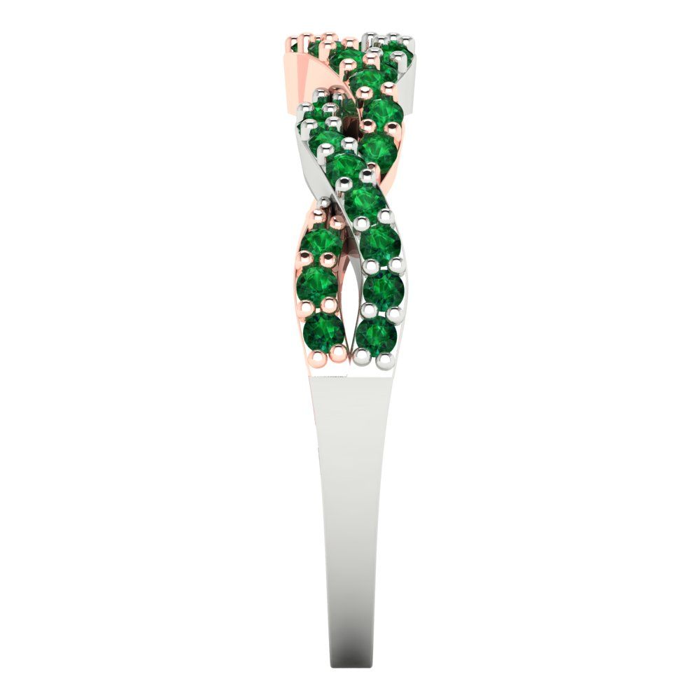 0.495 cttw Simulated Emerald Round Cut Rose/White Gold Eternity Wedding Band