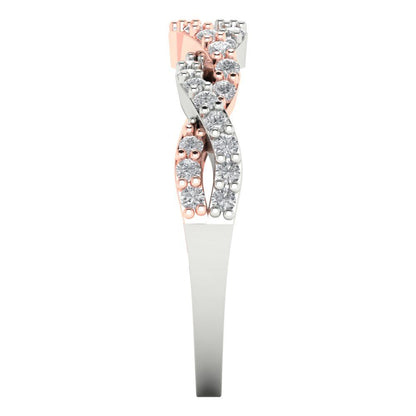 0.495 cttw White Sapphire Round Cut Rose/White Gold Eternity Wedding Band