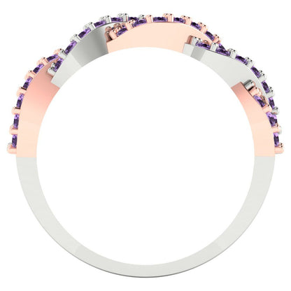 0.495 cttw Simulated Alexandrite Round Cut Rose/White Gold Eternity Wedding Band