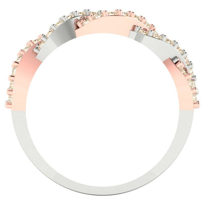 0.495 cttw Natural Morganite Round Cut Rose/White Gold Eternity Wedding Band