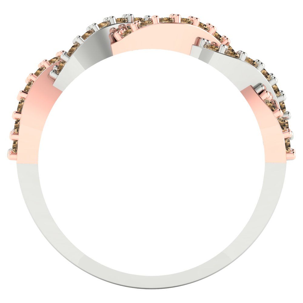 0.495 cttw Simulated Champagne Diamond Round Cut Rose/White Gold Eternity Wedding Band