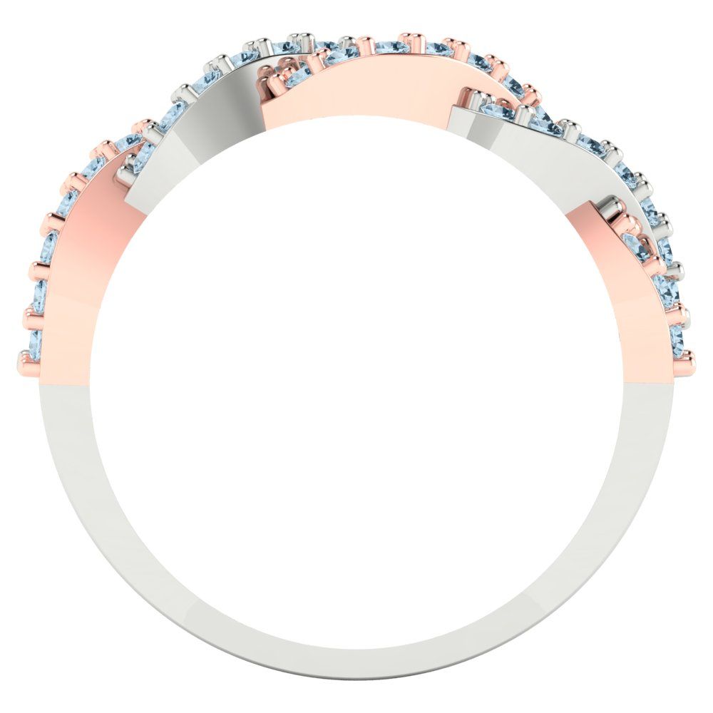 0.495 cttw Simulated Blue Diamond Round Cut Rose/White Gold Eternity Wedding Band