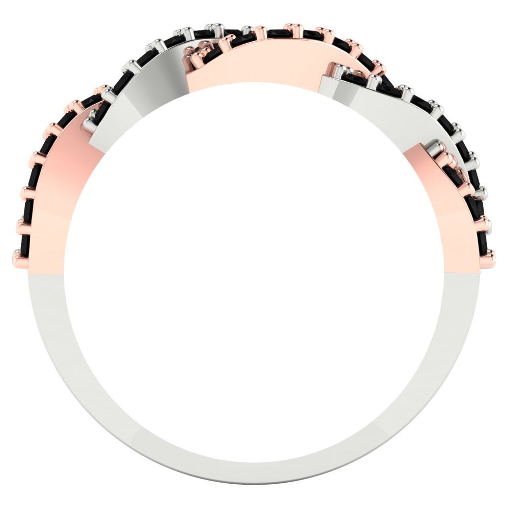 0.495 cttw Natural Onyx Round Cut Rose/White Gold Eternity Wedding Band