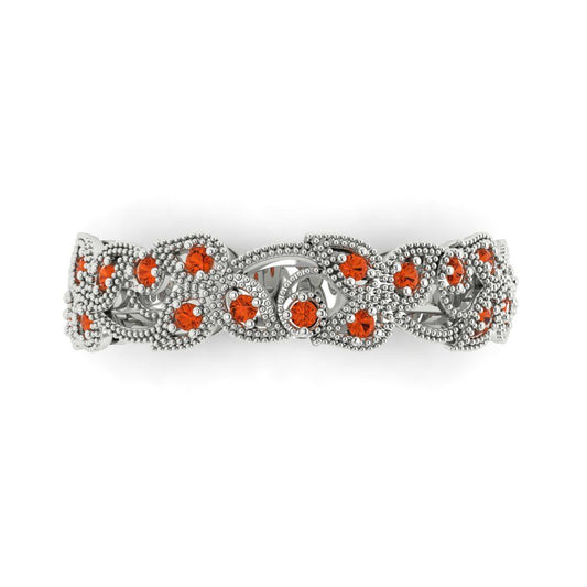 0.17 cttw Simulated Red Diamond Round Cut White Gold Eternity Wedding Band