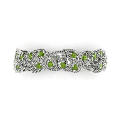 0.17 cttw Natural Peridot Round Cut White Gold Eternity Wedding Band