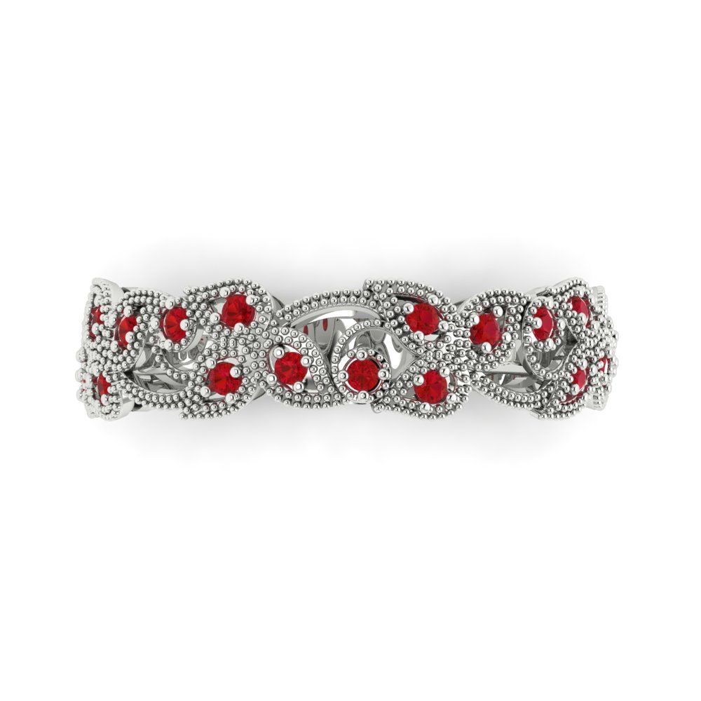 0.17 cttw Simulated Ruby Round Cut White Gold Eternity Wedding Band