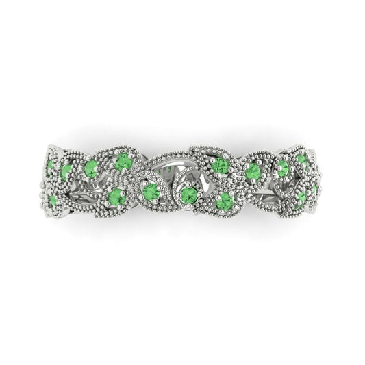 0.17 cttw Simulated Green Diamond Round Cut White Gold Eternity Wedding Band