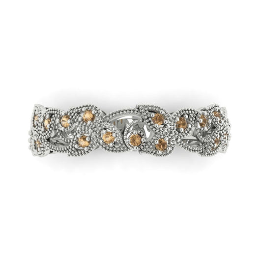 0.17 cttw Simulated Champagne Diamond Round Cut White Gold Eternity Wedding Band