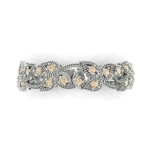0.17 cttw Natural Morganite Round Cut White Gold Eternity Wedding Band