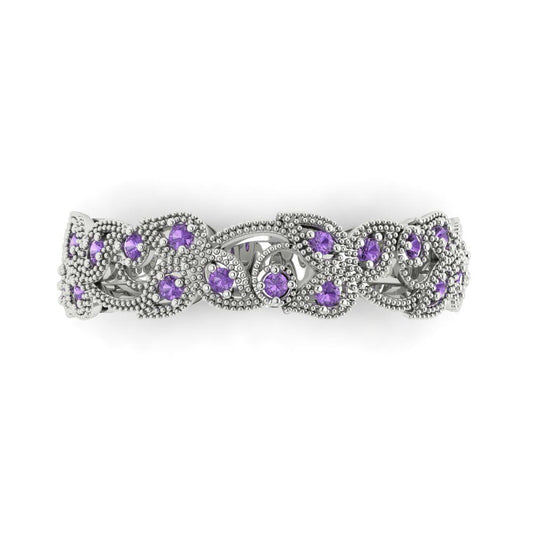 0.17 cttw Simulated Alexandrite Round Cut White Gold Eternity Wedding Band