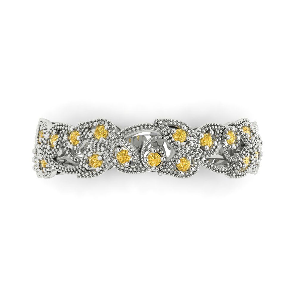 0.17 cttw Simulated Yellow Diamond Round Cut White Gold Eternity Wedding Band