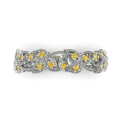 0.17 cttw Simulated Yellow Diamond Round Cut White Gold Eternity Wedding Band