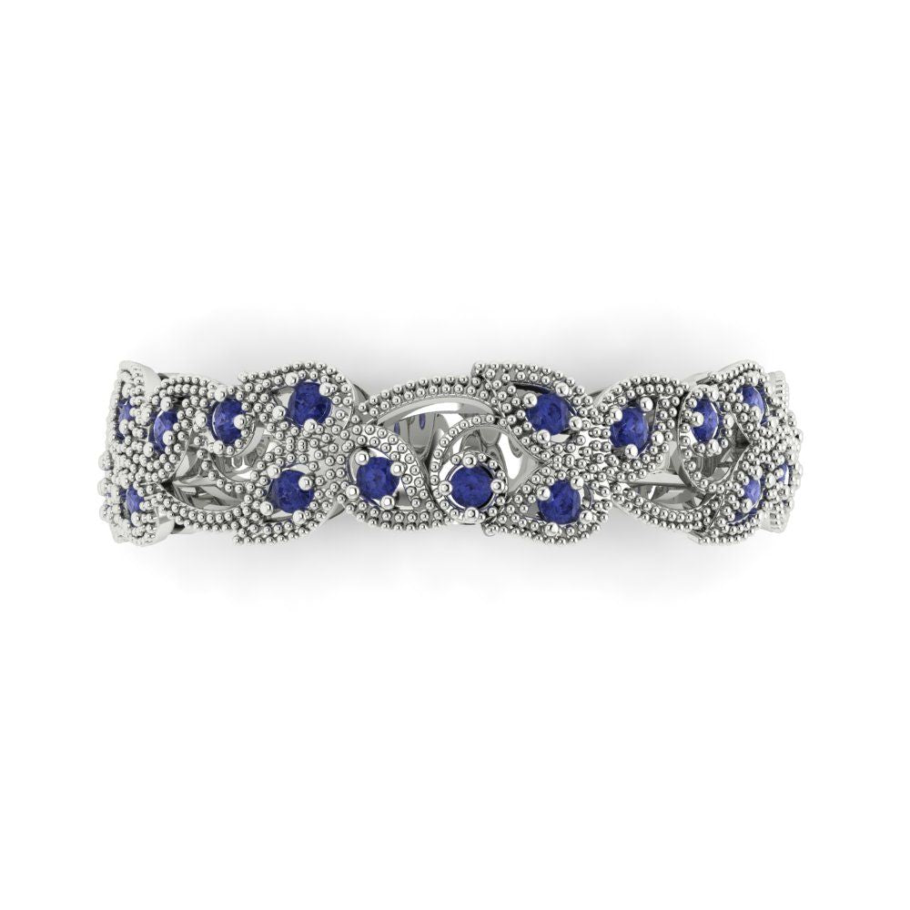 0.17 cttw Simulated Tanzanite Round Cut White Gold Eternity Wedding Band