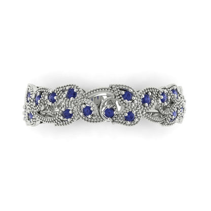 0.17 cttw Simulated Tanzanite Round Cut White Gold Eternity Wedding Band