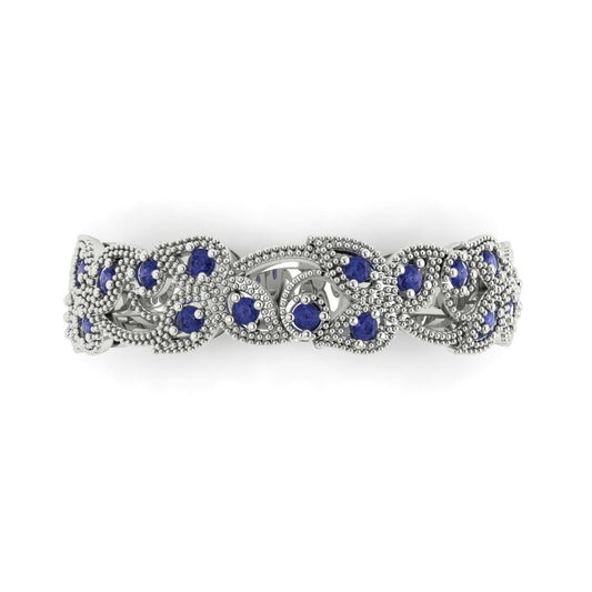 0.17 cttw Simulated Tanzanite Round Cut White Gold Eternity Wedding Band