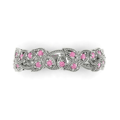 0.17 cttw Simulated Pink Diamond Round Cut White Gold Eternity Wedding Band