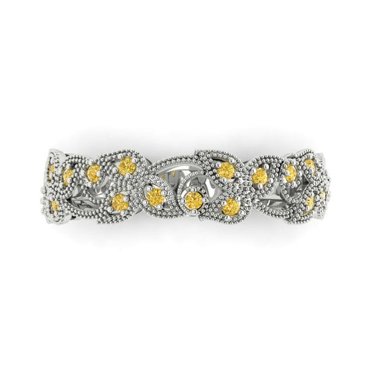 0.17 cttw Natural Citrine Round Cut White Gold Eternity Wedding Band