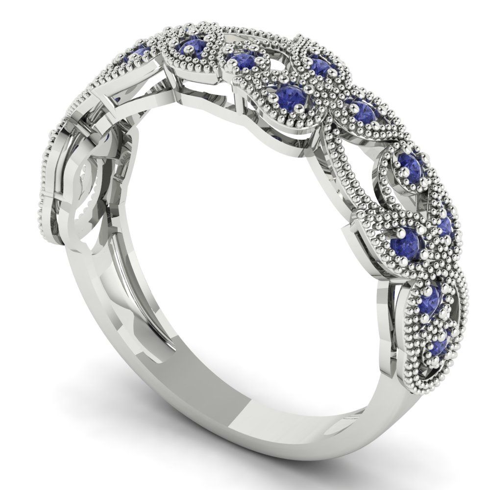0.17 cttw Simulated Tanzanite Round Cut White Gold Eternity Wedding Band
