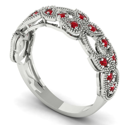 0.17 cttw Simulated Ruby Round Cut White Gold Eternity Wedding Band