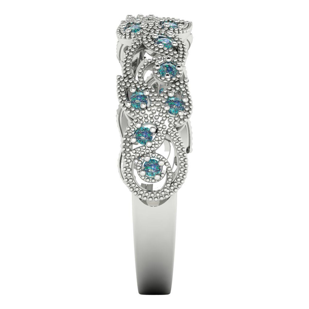 0.17 cttw Blue Moissanite Round Cut White Gold Eternity Wedding Band