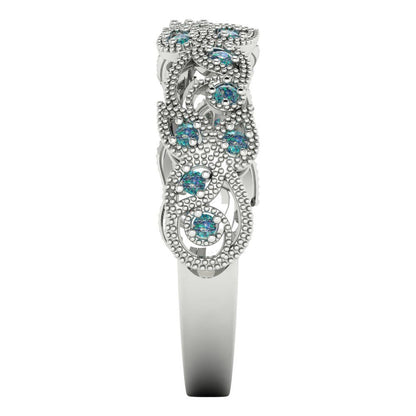 0.17 cttw Blue Moissanite Round Cut White Gold Eternity Wedding Band