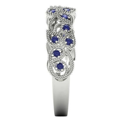 0.17 cttw Simulated Tanzanite Round Cut White Gold Eternity Wedding Band