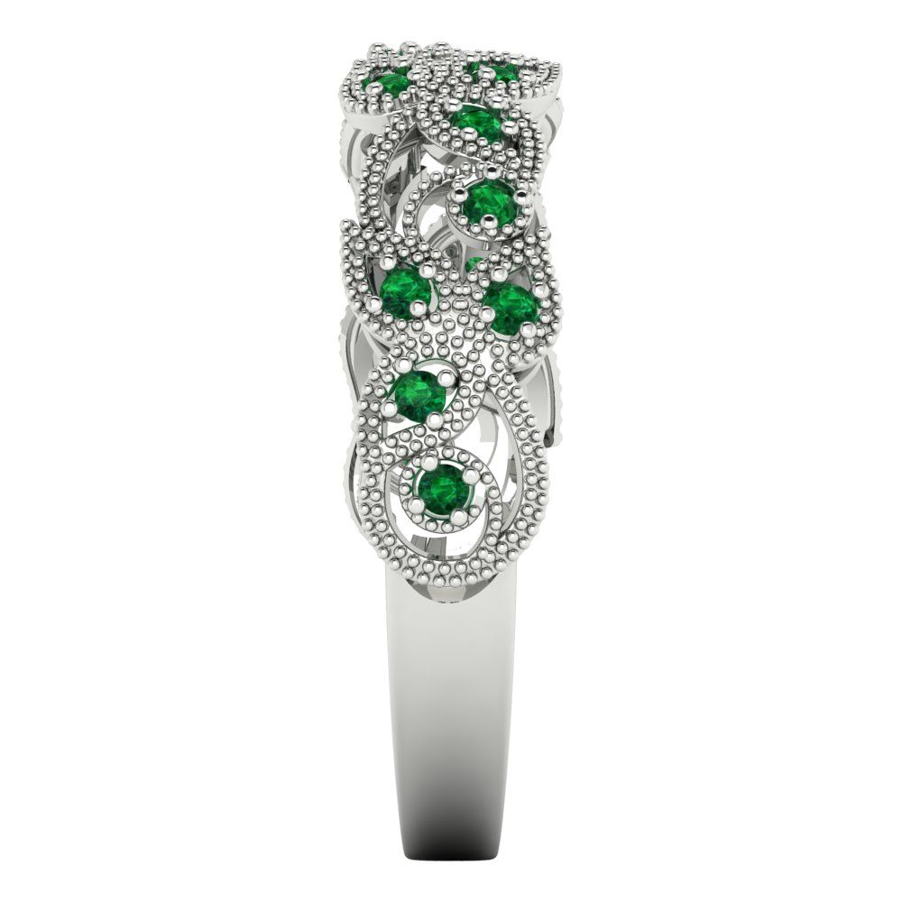 0.17 cttw Simulated Emerald Round Cut White Gold Eternity Wedding Band