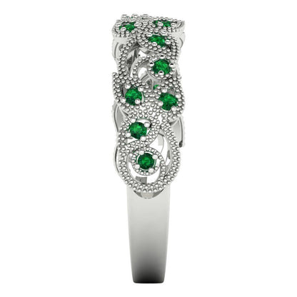 0.17 cttw Simulated Emerald Round Cut White Gold Eternity Wedding Band