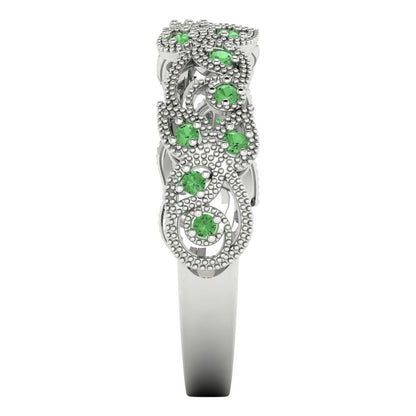 0.17 cttw Simulated Green Diamond Round Cut White Gold Eternity Wedding Band