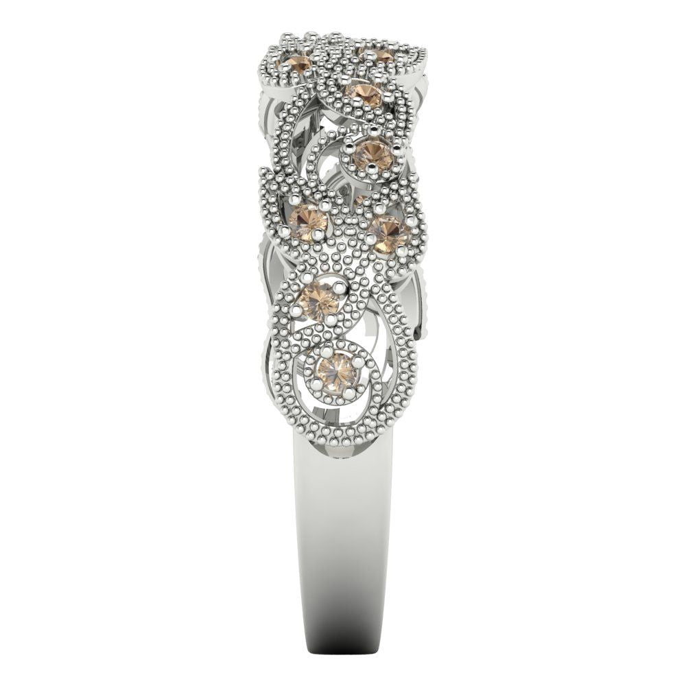 0.17 cttw Yellow Moissanite Round Cut White Gold Eternity Wedding Band