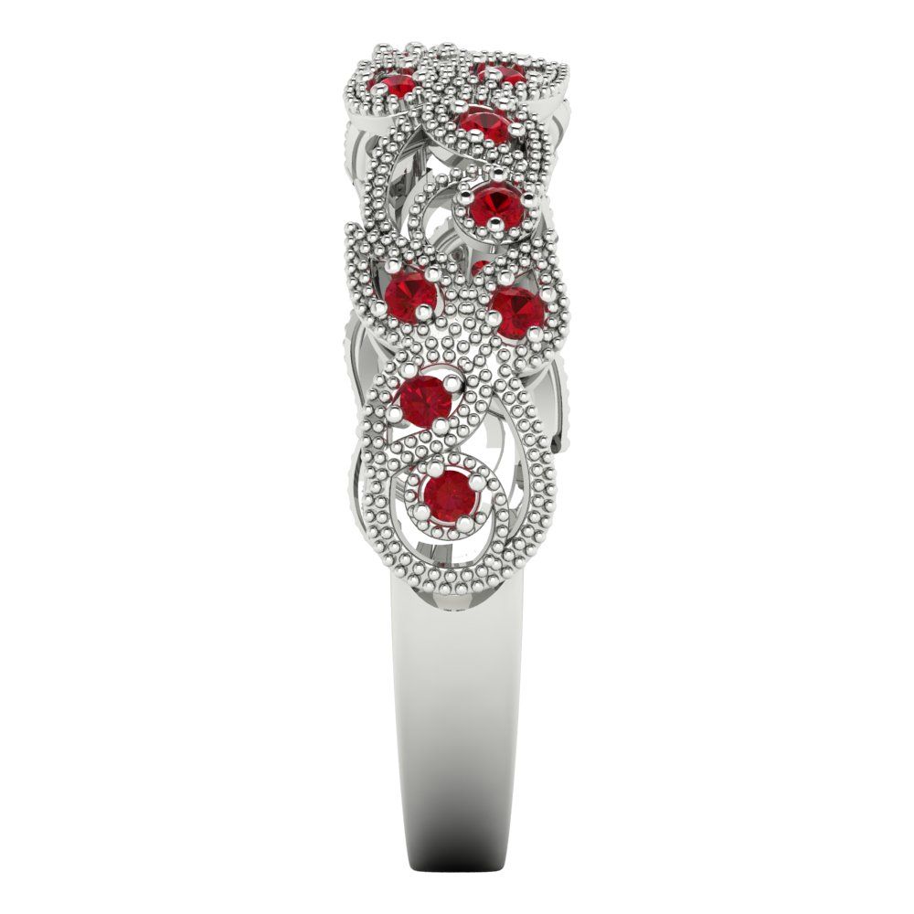 0.17 cttw Simulated Ruby Round Cut White Gold Eternity Wedding Band