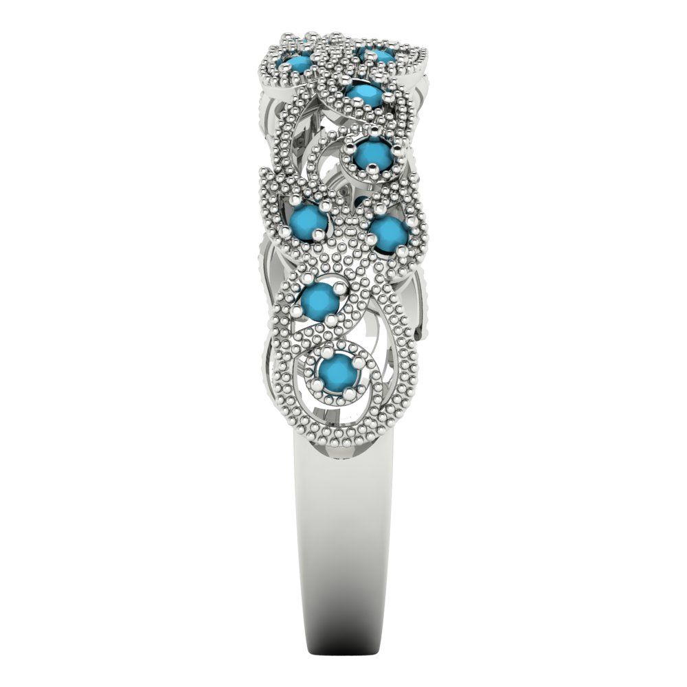 0.17 cttw Simulated Turquoise Round Cut White Gold Eternity Wedding Band