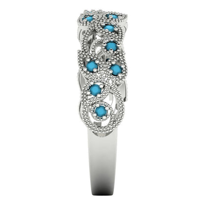 0.17 cttw Simulated Turquoise Round Cut White Gold Eternity Wedding Band
