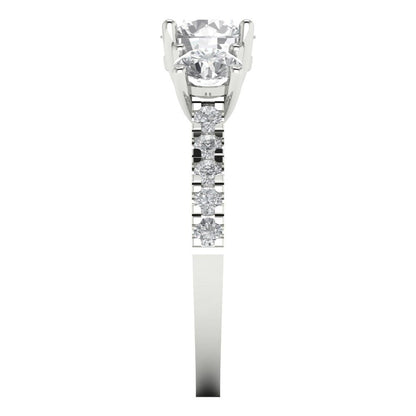 2 .02 ct Brilliant Round Cut Natural Diamond Stone Clarity VS1-2 Color G-H White Gold Solitaire with Accents Three-Stone Ring