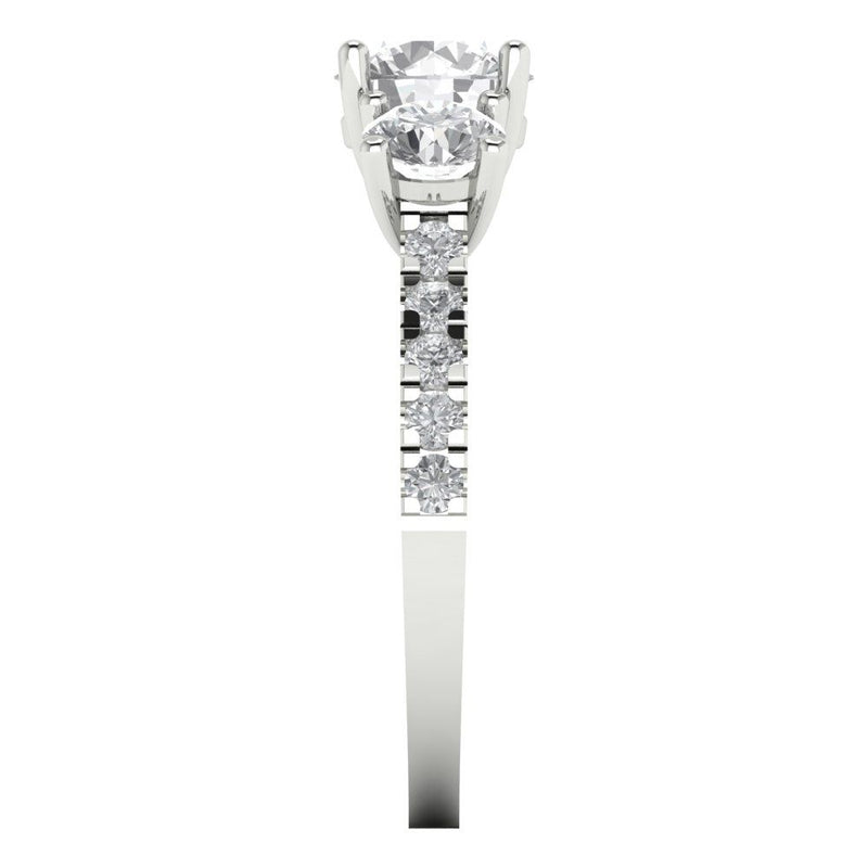2 .02 ct Brilliant Round Cut Natural Diamond Stone Clarity SI1-2 Color G-H White Gold Solitaire with Accents Three-Stone Ring