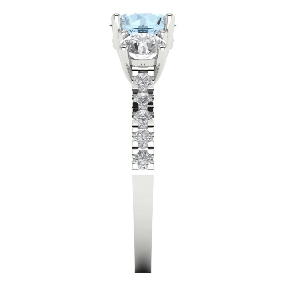 1.97 cttw Natural Sky Blue Topaz Three-Stone Engagement Ring - Solid Gold (Round Cut,6.5mm)
