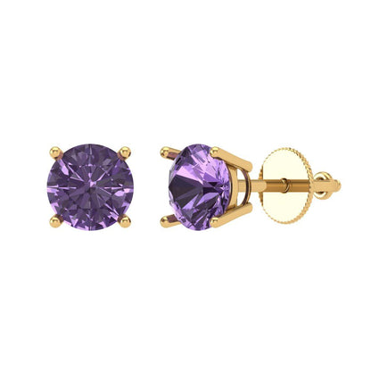 1.5cttw Alexandrite Gold-Plated 925 Silver Screw Back Stud Earrings